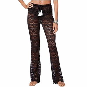 Beach Coverup Pants XS Black Lace